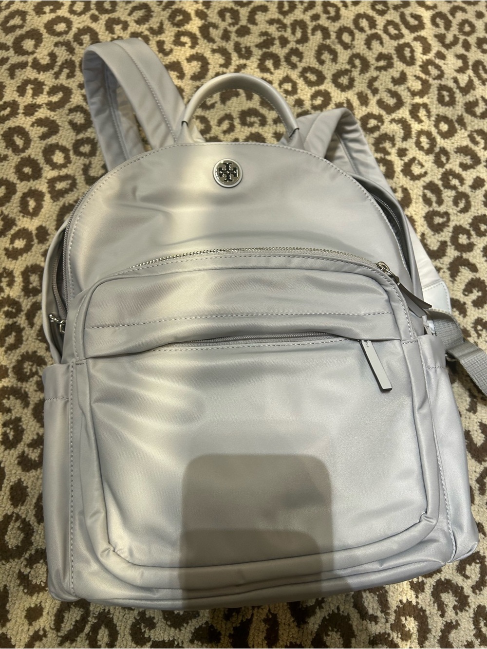 Tory Burch Light Gray Backpack cement small nylon new
